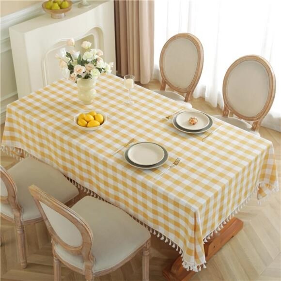 Farmhouse Tablecloth Checkered Buffalo Plaid Cottage Decor Square Table Cover - Picture 4 of 4